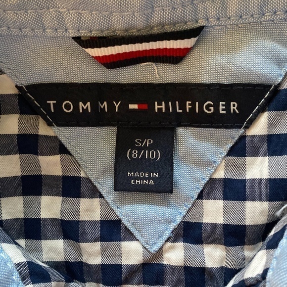 Tommy Hilfiger Blue‎ and White Check Shirt Sz. S (8/10 Boys) - Picture 5 of 6